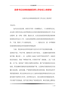 县委书记在林权制度改革工作会议上的讲话