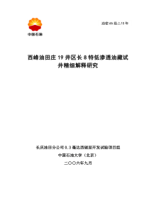 西峰油田庄19井区长8特低渗透油藏试井精细解释研究(最新)