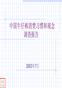 中国牛仔裤消费习惯和观念调查报告