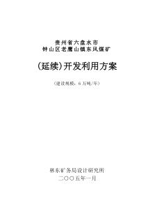 六盘水市钟山区东风煤矿开发利用方案