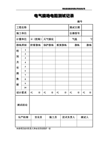 电气接地电阻测试记录