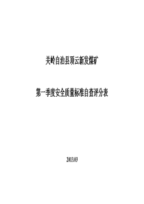 关岭自治县顶云新发煤矿第一季度安全质量标准自查评分