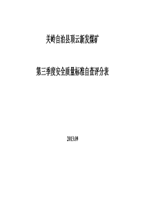 关岭自治县顶云新发煤矿第三季度安全质量标准自查评分