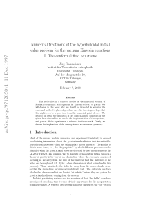 Numerical treatment of the hyperboloidal initial v