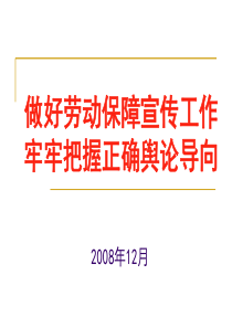 做好劳动保障宣传工作牢牢把握正确舆论导向