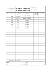 外来施工单位人员报备登记表