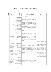 北京市企业登记前置和后置许可项目目录(XXXX)