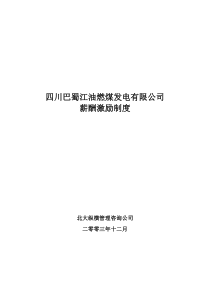 北大纵横—巴蜀江油燃煤巴蜀江油燃煤公司薪酬激励制度