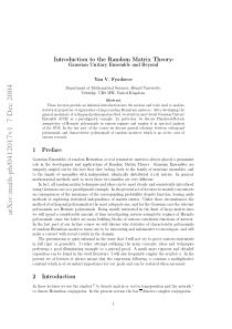 Introduction to the Random Matrix Theory Gaussian 