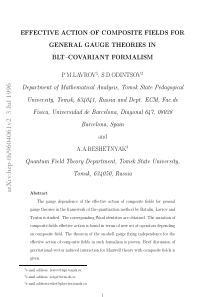 Effective Action of Composite Fields for General G