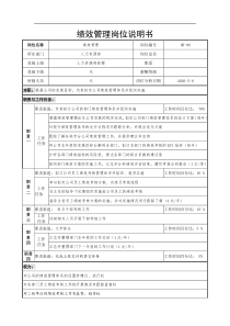 通信行业-人力资源部-绩效管理岗位说明书