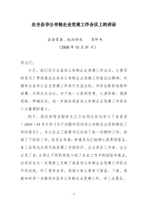 在全县非公有制企业党建工作会议上的讲话