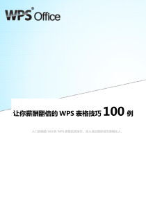 77经典WPS表格教程技巧100例