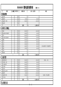 微电影预算格式范本