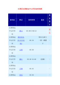 江津区江津客运中心汽车站时刻表