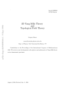 2D Yang-Mills Theory and Topological Field Theory