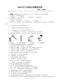 2018年九年级化学模拟试卷及答案(精心编排版)