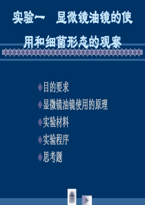 实验一 显微镜油镜的使用和细菌形态的观察