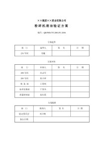 车间粉碎机清洁验证方案