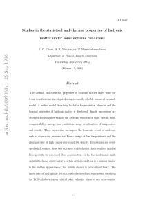 Studies in the statistical and thermal properties 