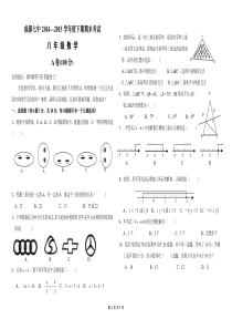 四川省成都七中2015年八年级(下)期末考试数学试题