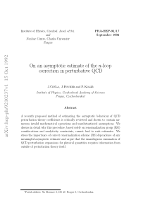 On an asymptotic estimate of the $n$-loop correcti