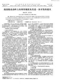 我国煤系高岭土的利用现状及其进一步开发的建议