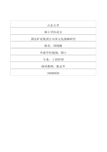 新汶矿业集团公司多元化战略研究