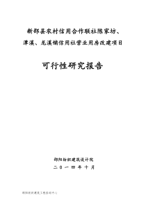 新邵县农村信用合作联社建设项目可行性研究报告