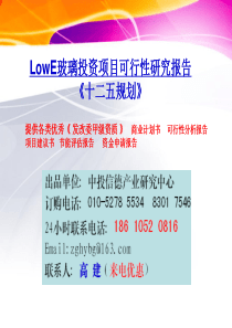 LowE玻璃投资项目可行性研究报告