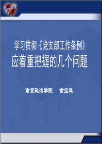 党支部工作条例辅导课件(南京政治学院)