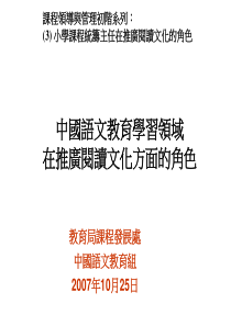 中国语文教育学习领域在推广阅读文化方面的角色