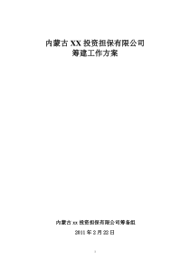 内蒙古XX投资担保有限公司筹建工作方案1