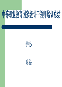 中职骨干教师培训总结