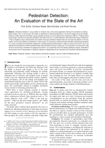 PAMI Pedestrian Detection：An Evaluation of the Sta