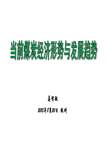 演讲3煤炭经济运行形势与发展趋势XXXX0820杭州煤焦大