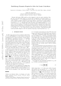 Dark-Energy Dynamics Required to Solve the Cosmic 