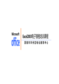 Excel2003电子表格培训课程剖析