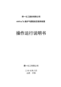 焦炉煤气制氢操作手册