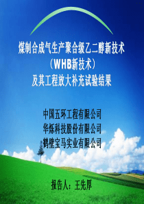 煤制合成气生产聚合级乙二醇新技术(WHB新技术)及其工