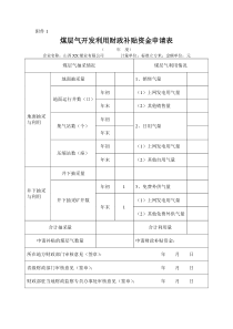 煤层气开发利用财政补贴资金申请表