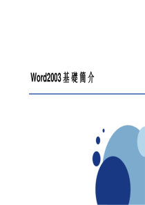 Word2003 基础简介