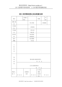 煤炭行业-人力资源部-因工负伤情况登记及处理意见表格