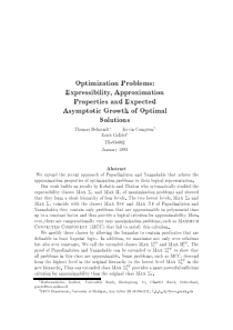 Optimization problems expressibility, approximatio