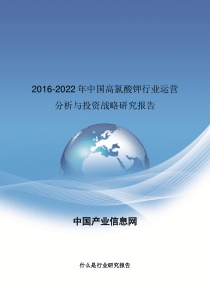 2016-2022年中国高氯酸钾行业运营分析报告