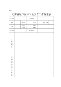 河南省城市医师卫生支农工作鉴定表