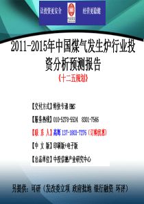 2011-2015年中国煤气发生炉行业市场投资调研及预测分析报告