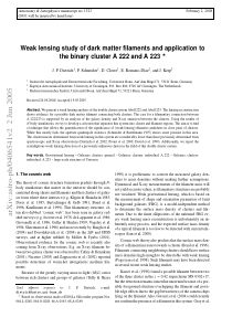 Weak lensing study of dark matter filaments and ap