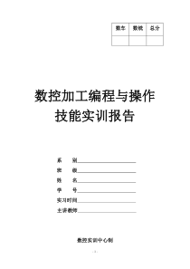 数控加工编程与操作技能实训报告