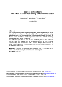 See you on Facebook, the Effect of Social Networki